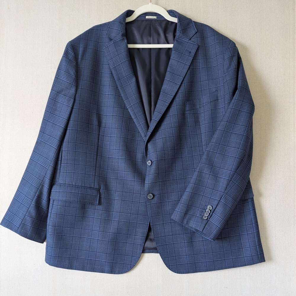 Joseph Abboud Blazer Mens 52R Blue Glen Plaid Wool Heritage Sport Coat 2BT